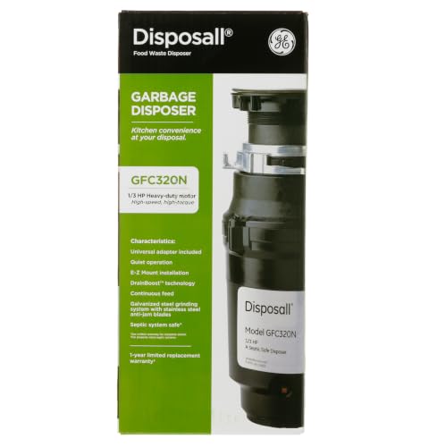 GE Disposall Continuous Feed 1/3 Horsepower Motor Garbage Disposer, Good for Grinding: Cooked Pasta & Fruit Peels, Easy Install Kit, Non-Corded, Recommended for 1-2 Person Homes, GFC320N - image 9