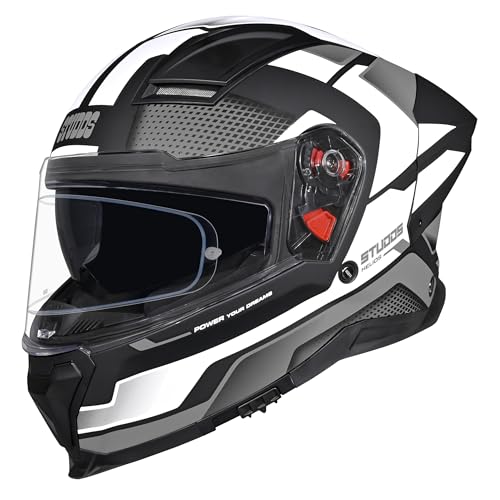 Image of STUDDS Helios Asphalt Full Face ISI and DOT Certified Helmet with Dual Visor MATT Black & Grey - L