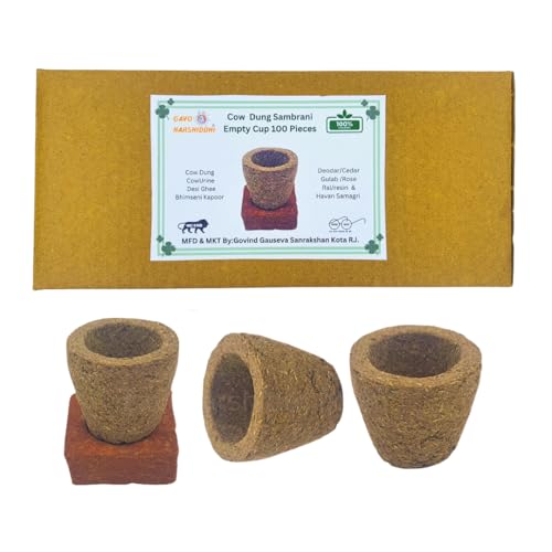 Image of GAVO HARSHIDDHI Cow Dung Sambrani Dhoop Cups 100 Pieces | Panchgavya Dhuni Cups for Pooja Meditation | Long Lasting Aroma Incense for Relaxation & Home Fragrance Stress Relief