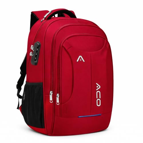 Mochila Masculina Feminina para Notebook 17” Executiva – Impermeável, Antifurto, USB e Fone, Alça Reforçada de Aço, Escolar, Faculdade, Trabalho, Viagem, Grande, Confortável, Premium' (Vermelho)