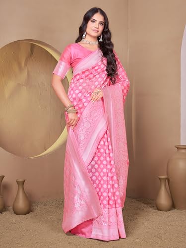Image of Glory Sarees Women's Woven Pure Soft Kanjivaram Silk Saree Banarasi Style With Blouse Piece for Wedding