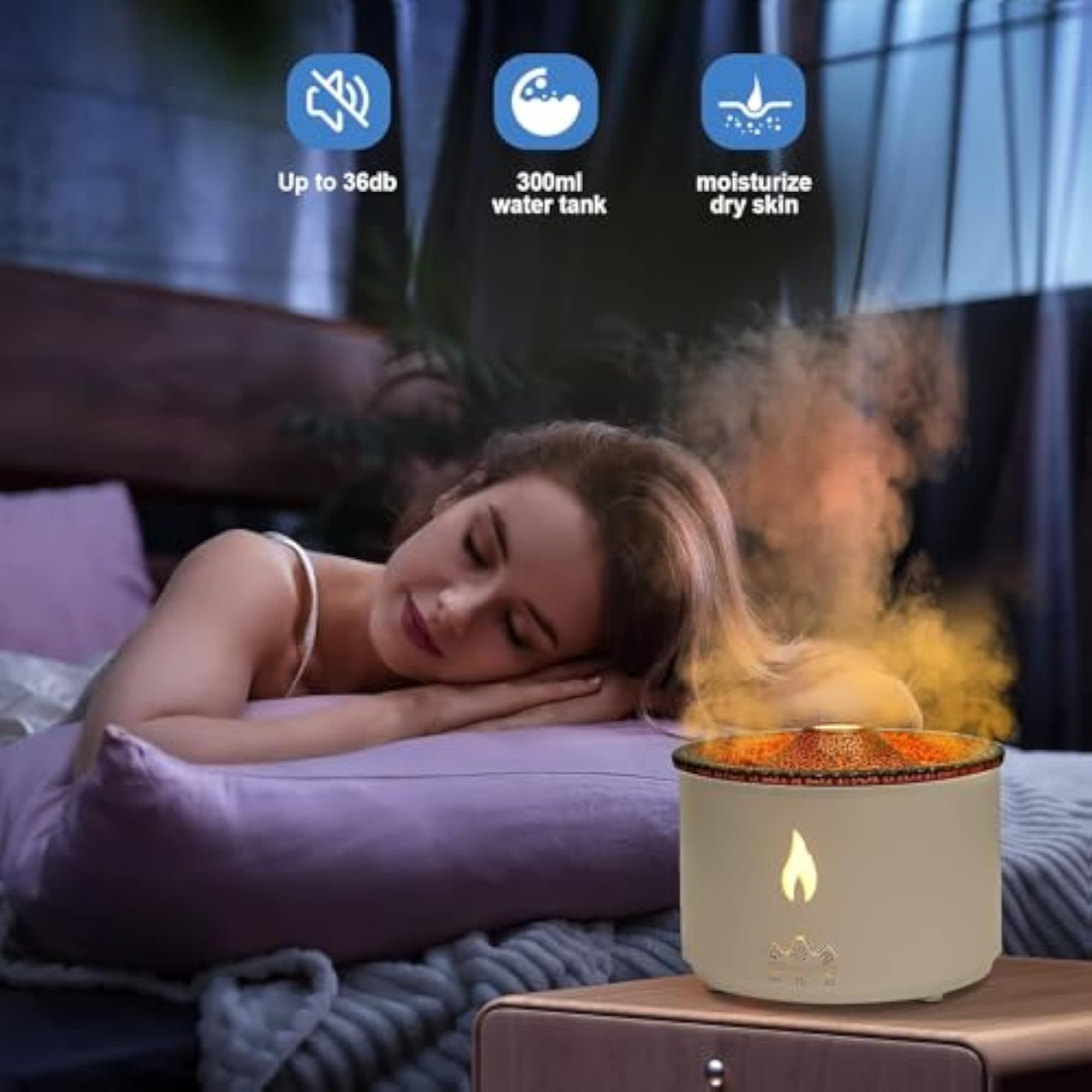 Koshiya 300ML Aromatherapy Diffuser with Flame and Volcano Mist Modes