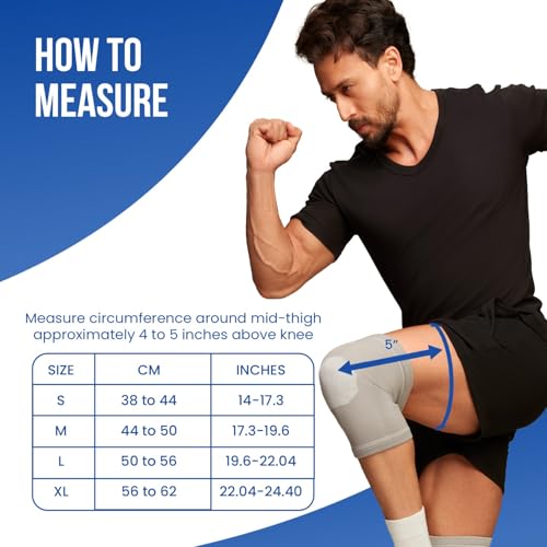 Image of Leeford Premium Knee Cap, XL, Grey | Compression & Pain Relief Support, For Gym Running Jogging Sports Exercise, For Sprains, Arthritis & Tendonitis, Men & Women