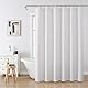 Waffel Duschvorhang mit Metall Duschvorhangringe Stoff Textil Badewannenvorhang Anti Schimmel Bad Vorhang Set Wasserdicht Badewanne Vorhang Schwerer Shower Curtain Badezimmer - 182 x 198cm (Weiß)