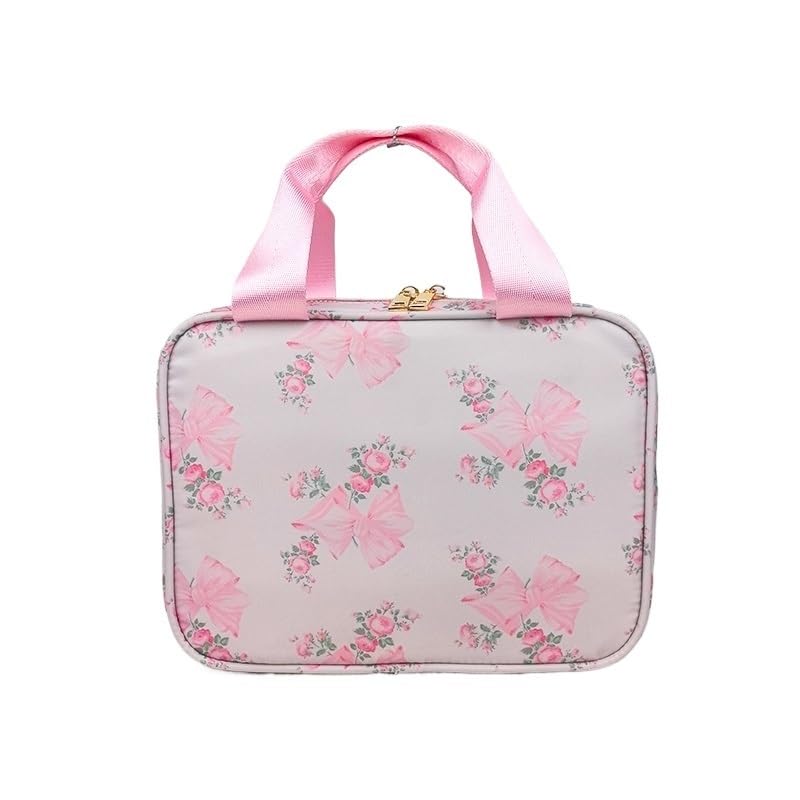 XCTDSVAH Bolsa Termica Porta Alimentos Bolsa De Almuerzo Con Aislamiento Nailon Estampado Arco, Mano Térmica For Viajes, Trabajo, Escuela, Picnic(Pink flower)