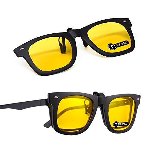 TERAISE 2PCS Clip en la lente polarizada para gafas graduadas Clip de visión nocturna Gafas de sol para unisexo Con estuche para gafas Gafas antideslumbrantes para ciclismo Pesca Deporte al aire libre