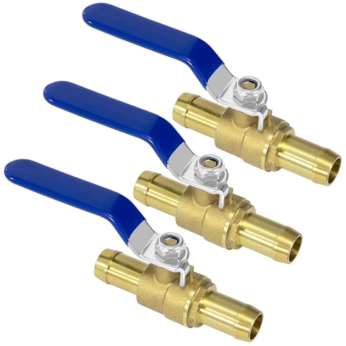 Válvula de Bola de Latón, 3 Piezas 19mm Válvula de Cierre de Púas, Conector En Línea de Válvula de Esfera En Latón de Paso Total para Agua, Aire, Aceite, Jardín