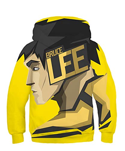 Bruce Lee Hoodie Martial Arts Sweatshirt Halloween Cosplay Costume 4-12 Years Old (L 12T-13T,Lee P)