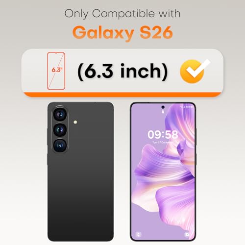 Image of TOCOL for Samsung Galaxy S26 Screen Protector Military Grade Shatterproof HD Tempered Glass Easy Installation Case Friendly 2 Packs