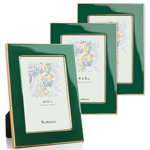 Fun Memories 4x6�C���`�ʐ^�t���[�� - �O���[���G�i�����K���X�t�H�g�t���[�� �S�[���h���^���G�b�W&�C�[�[���t�� �J�E���^�[�g�b�v�A���A�{�I�A���A�ǂɎʐ^�t���[��������(�O���[��/�S�[���h)