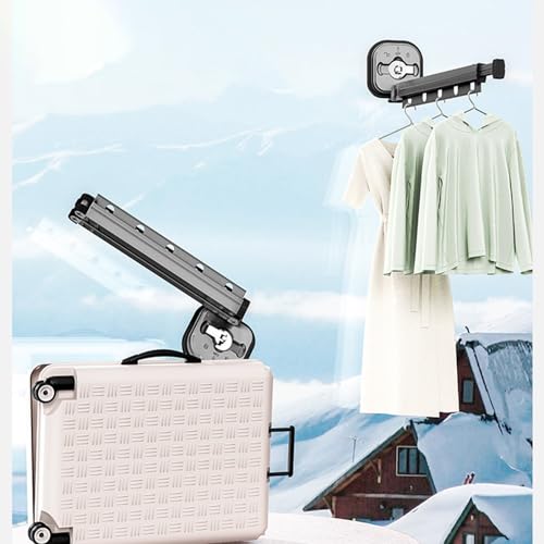 Perchero de pared extensible plegable blanco triple con ventosas para baño 5