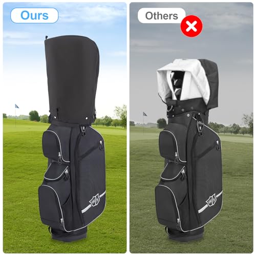 Golf Bag Cover,Golf Bag Rain Hood,Club Waterproof Covers Accessories Caddy Head Protector,Accessory Zipper Protective Dustproof Top Rainproof for Mens Women Golfer,Tour,Stand Bags (Black) - Thumbnail 7