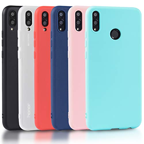 Wanxideng 6 x Funda para Honor 8X, Carcasa Suave Mate en Silicona TPU - Soft Silicone Case Cover - 6 Fundas de Colores [ Negro+ Rojo+ Azul Oscuro + Rosa + Verde Menta + Traslucido ]