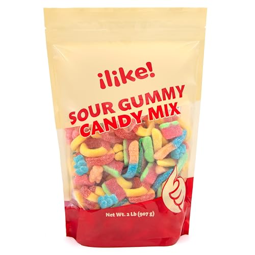 Sour Gummy Candy Mix | 2-Pound Pack | Belts, Peach Rings, Watermelon Wedges, ...