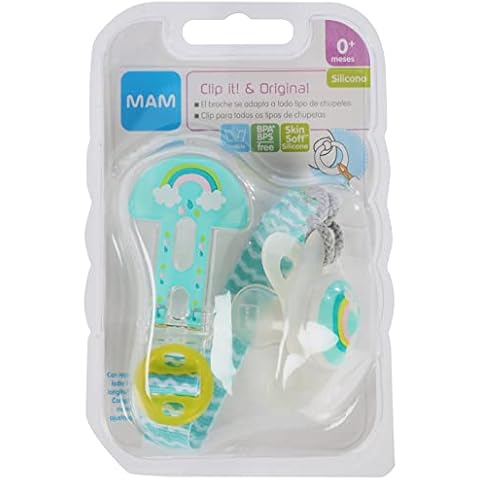 MAM Broche Clip It! & Schnuller Original S226 SkinsoftTM Silikon-Schnuller Cover