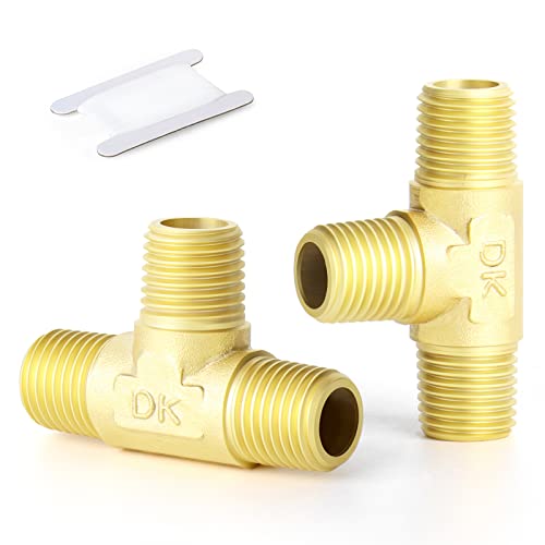 Image of GASHER 2PCS Brass 3 Way, 1 /4 inch x 1 /4 inch x 1 /4 inch NPT Male Tee Pipe Fittings