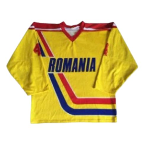 Romania 4 Yellow Hockey Jersey Custom Any Name Number Size