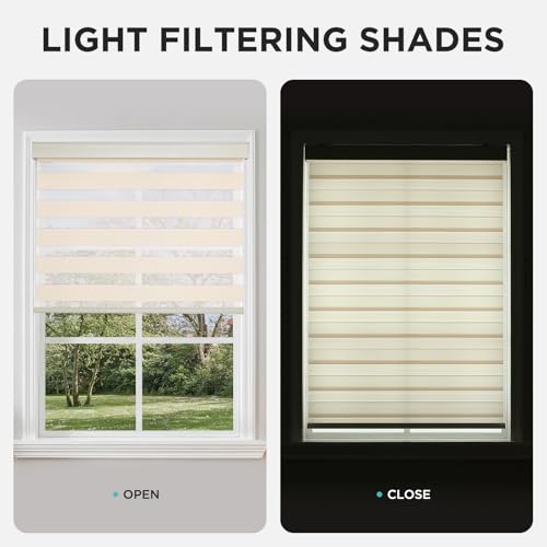 Joydeco Cordless Zebra Blinds for Windows, Dual Layer Light Control Window Blinds with Light-Proof Aluminum Cover, Free-Stop Roller Shades for Home & Office (Beige,31" W x 75" H) by Joydeco - Image 6
