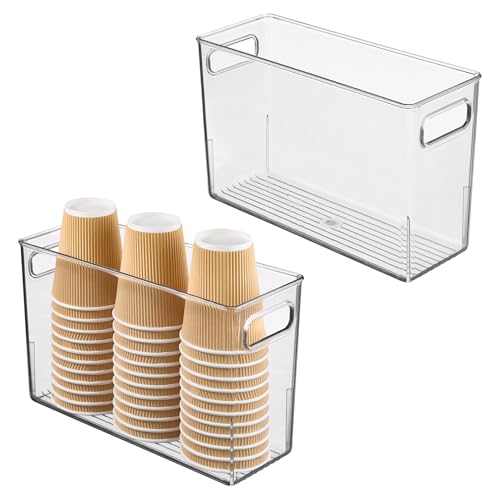 InterDesign iDesign Vorratsbehälter mit Griffen – Organizer für Schränke oder Kühlschrank – 2er-Set – transparent
