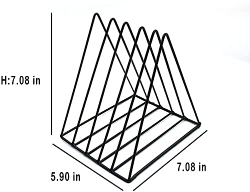 QPEY Triangle File Holder,5 Slot Metal Vinyl Record Stand Holder Magazine Newspaper Holder Photography Props for Office Home 2 Pcs (2pc black)