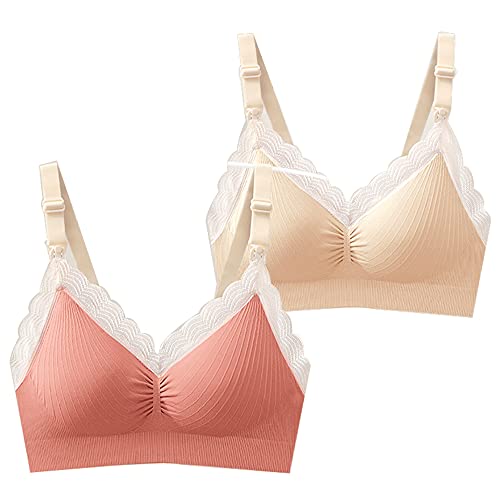 Bralette de maternité pour allaitement WENJUN lot de 2, soutien-gorge rembourré avec dentelle taille M
