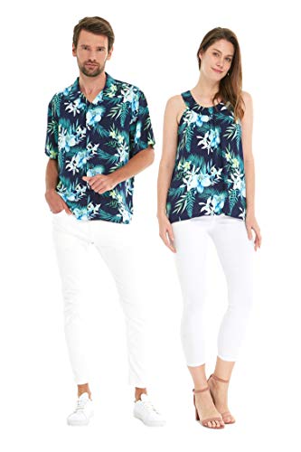 Matchable Couple Hawaiian Luau Shirt or Tank Top in Orchid Breeze