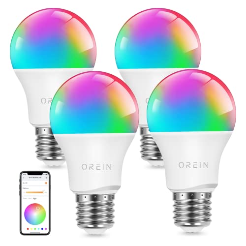 OREiN Alexa Glühbirnen E27 Smart LED Lampe,8.5W 806LM WLAN Mehrfarbige Dimmbare Birne,App Steuern Kompatibel mit Alexa Echo, Google Home,Warmweiß/Kaltesweiß licht,4pcs