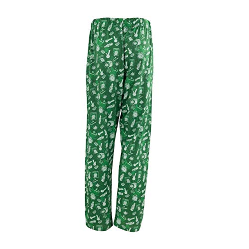 Wide Leg Men's Lounge Pants, Comfy Men's PJ Pants, Lightweight Jersey Fabric Pajama Pants with Fun Graphic Prints, Elastic Waistband, and Side Pockets (Smoke Print, Green, Large)2