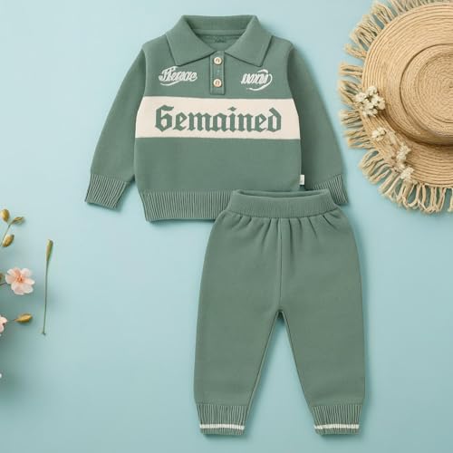 Image of Kidbea Premium Organic Cotton Winter Knitwear Set for Baby Boys | Soft Warm Pullover Sweater & Pant | Classy Comfort Outfit for Infants kids