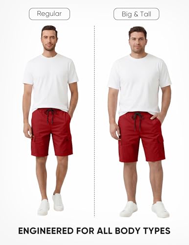 Image of JMIERR Mens Casual Cotton Twill Cargo Shorts Drawstring Classic Chino Stretch Short with 6 Pockets