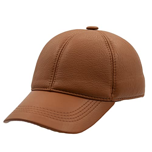Dazoriginal Gorra Piel Béisbol Cuero Equipado Sombrero Hombre Gorras Plana Boina (Bronze) Cover