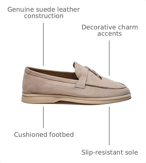 Image of Women's Summer Stroll Charms Premium Designer Suede Leather Loafers Shoes