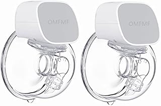 OMFMF Wearable Breast Pump,Quiet & Hands-Free,Portable,in-Bra Double Electric Breast Pump,Pain Free Strong Breastfeeding Pump Strong Suction（2PCS)） (Gray)