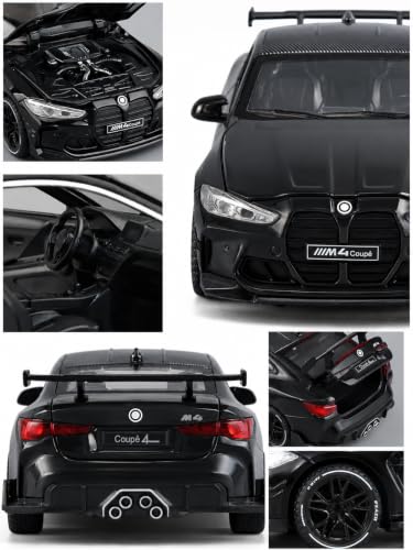 Image of Invite 1:32 Diecast Model Alloy M4 Metal Pull Back Car with Sound Light, Openable Doors, Toy Vehicles for Kids Gift, car for Kids-Black