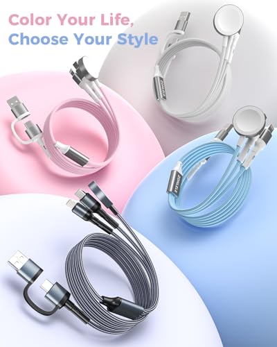 Image of Pink Travel Essentials for Apple Watch Charger,Multi Charging Cable for iPhone 17,iWatch Charger USB C Cord,Car Cruise RV Camping Essentials 2026 for iWatch Ultra /11&iPhone 16 /15, Xbox One Cables