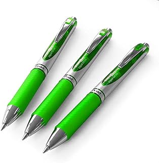 Pentel EnerGel XM BL77 - Retractable Liquid Gel Ink Pen - 0.7mm - 54% Recycled - Lime Green - Pack of 3