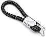 INFIPAR Car Key Fob Keychains Leather Keys Chain Sturdy Metal Holder with D-Ring for Men and Women 1 Pack Black, Long