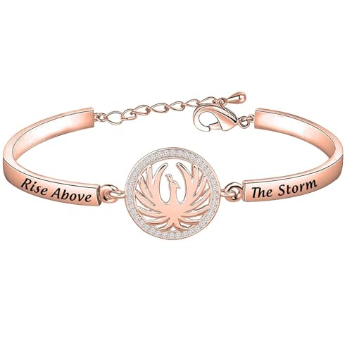 FEELMEM Pulsera de fénix con dije de fénix que se eleva por encima de la tormenta, pulsera con dije de pájaro de fuego, joyería de renacimiento, regalo inspirador para amigos y graduados, 6.5''-8'', FEELMEM Pulsera de fénix con dije de fénix que se eleva por encima de la tormenta, pulsera con dije de pájaro de fuego, joyería de renacimiento, regalo inspirador para amigos y graduados, 6.5''-8'',
