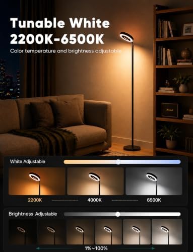 APPECK LED Floor Lamp RGBCW, 48W Torchiere Lamp 74 Inch, Ambient Lighting - 2