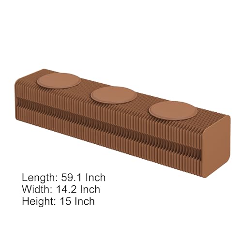 Image of Kraft Paper Rectangle Ottoman - Folding Bench Rest for Bedroom & Entryway, Collapsible Stool with Pad, Portable Stool & Square Ottoman for Living Room Decor, Space-Saving Footrest, Brown, 3 Seats