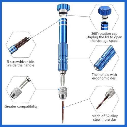 Image of 5-in-1 Multifunctional Small Magnetic Precision Pocket Mini Screw Driver Set for Eyeglass, Smartphone, Tablet, Watch, Repair Tool Kit