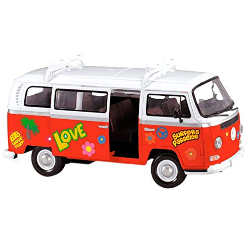 DICKIE TOYS 203776001 Retro VW Surfer Camper Van with Friction Drive 32 Centimetre Scale 1:14