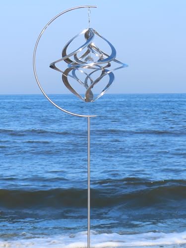 POMMERNTRAUM ® | Edelstahlwindspiel MIT STÄNDER + 4 cm KRISTALL |...