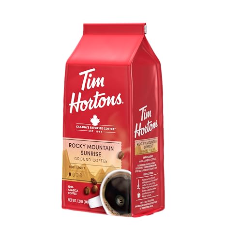Tim Hortons 12oz Ground Bag, Light Roast Rocky Mountain Sunrise 100% Arabica Coffee