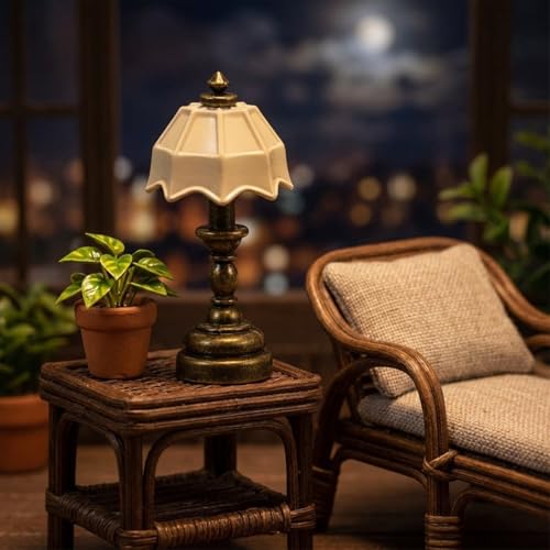 Lampe maison de poupée 1:12 LOGOFUN meuble miniature pour vitrine vide - 6