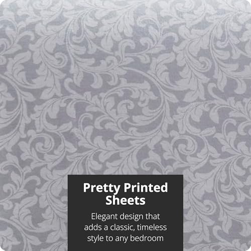 Image of Tahari Home - King Sheets, 4-Piece Cotton Flannel Bedding with Matching Pillowcases, Brushed for Extra Softness, Cozy Home Decor (Scroll Gray, King)