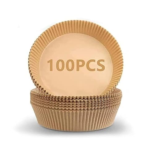 100 قطعة من بطانات المقلاة الهوائية الورقية للاستعمال مرة واحدة من آي سي في في، بطانات ورقية غير لاصقة للمقلاة الهوائية، لون بني