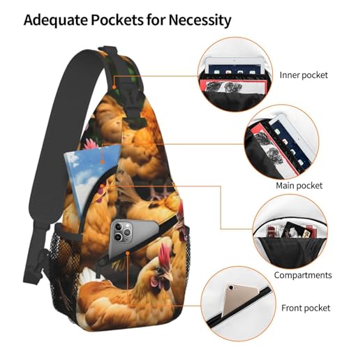 Mochila bandolera MyPiky con estampado de gallinas miniatura 4