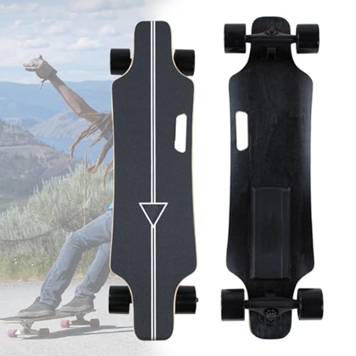 Zowdrix Electric Skateboard with Remote, 4 Speed Smooth Braking, 7 Layers Maple, 35 Mph Top Speed, Easy Carry Handle Design, for Adult Riding Around the City A