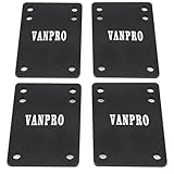 Vanpro ライザー パット 1/8 4MM スケボートラック スケートボード スペーサー（色：黒／数：4個） (厚さ4 MM)